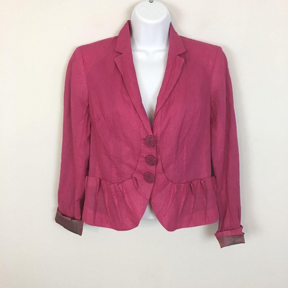 Vintage Emil Rutenberg Jacket Sz 4 Pink Blazer Boutique Designer Ruffle Feminine